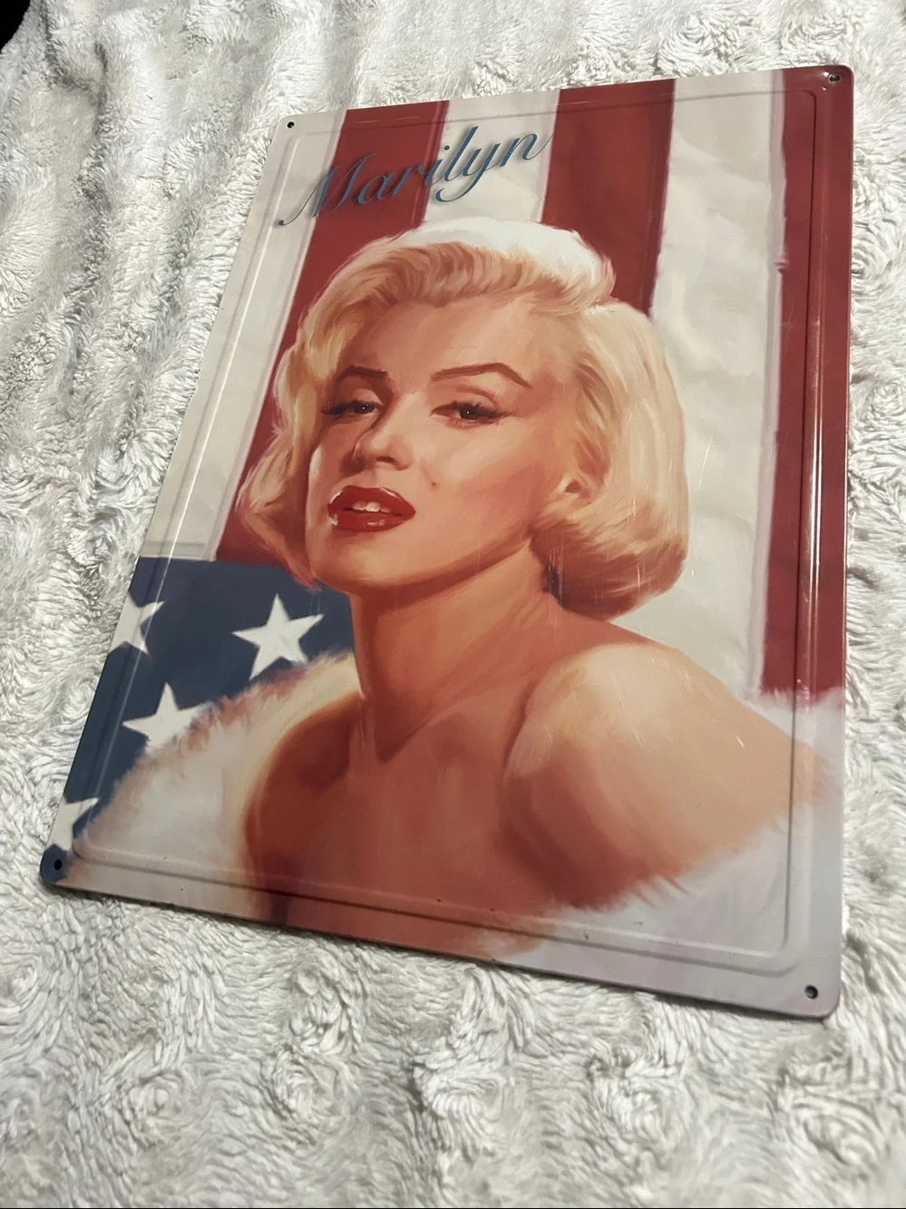 Marilyn Vintage Glam Metal Wall Sign - Red, Blue, White